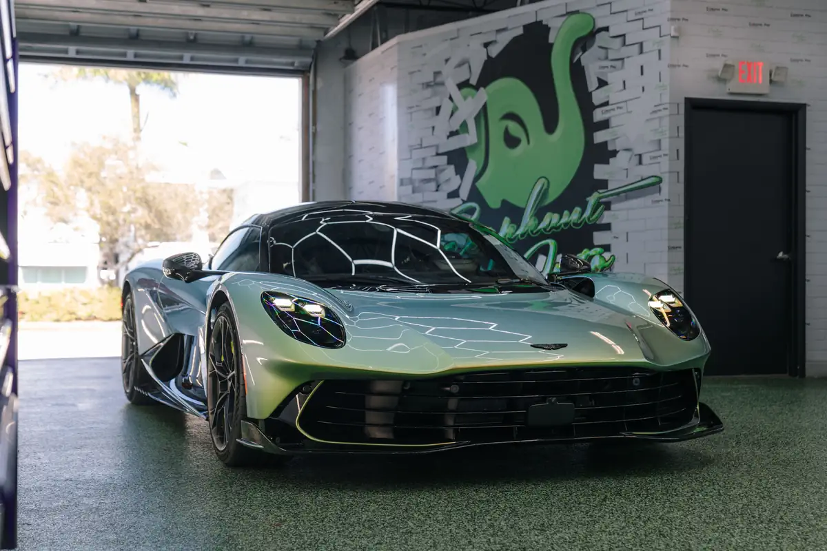 Green Aston Martin Valhalla protected with PPF at Ecophant Auto in Boca Raton