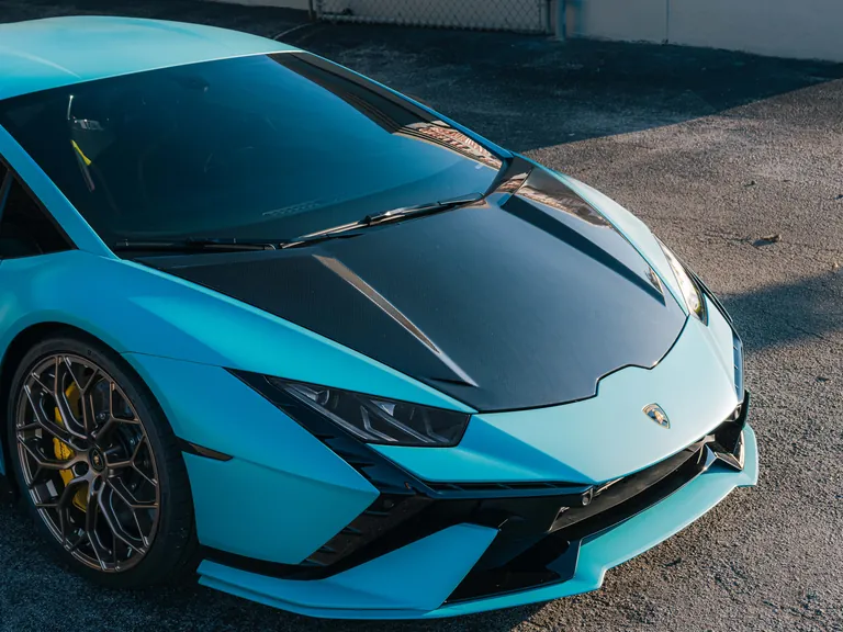 Matte blue Lamborghini Huracan Tecnica with ceramic coating in Boca Raton